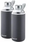 Westmark 2 Trinkflaschen Viva aus Glas 1 l, mit Cover, anthrazit,2 x 5274226A