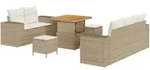 vidaXL 8-teiliges Gartensofa-Set mit Kissen in Beige aus Poly-Rattan und Akazie