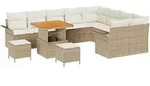 vidaXL Garten-Sofa-Set mit Kissen mit Speicher 12 pcs Beige und Creme