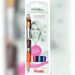 Pentel Liquid Gel-Tintenroller EnerGel 4er Set orange,pink,hellblau,violett