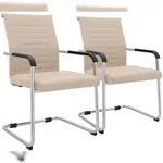 CLP 2er Set Freischwinger Hakon Lederoptik Metall HBT: 90x55x62 cm creme