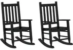 vidaXL Schaukelstuhl f&uuml;r Kinder 2 Stk. Schwarz Massivholz Pappel