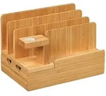 Relaxdays Ladestation, f&uuml;r Apple Watch, Bambus, HxBxT 15 x 21,5 x 15 cm,