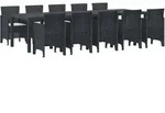 vidaXL Garten Essgruppe mit Kissen 11 pcs Anthrazit und Creme Gro&szlig;