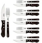 Tramontina JUMBO Steakbesteck-Set, 12-teilig, Edelstahl, Holzgriff FSC,
