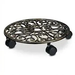 Relaxdays Pflanzenroller, 2er Set, rund, antikes Design, Gusseisen, HxD: 7,5x34 cm,