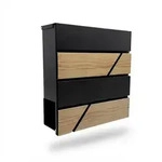 Relaxdays Briefkasten, Holzoptik, mit Zeitungsfach, Postkasten, HBT: 37x37x11...