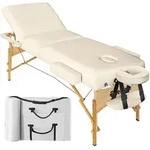 TECTAKE 3 Zonen Massageliege mit 10cm Polsterung und Holzgestellbeige
