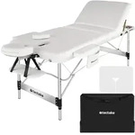 TECTAKE 3 Zonen Massageliege Ko Tao, Tragetasche, Aluminiumgestellwei&szlig;