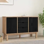 vidaXL Sideboard OTTA Schwarz 113,5 x 43 x 73 cm Massives Kiefernholz