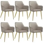 tectake Armlehnstuhl Avane, Samtoptik, gepolstert - 6er Set taupe