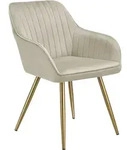 tectake Stuhl Marilyn, Samtoptik, gesteppt Creme/Gold