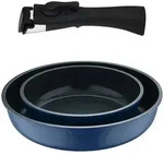 BERGNER Click&Cook - Set mit 2 Bratpfannen &Oslash;22&Oslash;26cm, Aluminiumguss, blau, mit