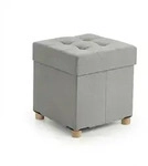 Relaxdays Hocker mit Stauraum, gepolstert, HxBxT: 38 x 38 x38 cm, Leinenoptik,