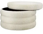 tectake Sitzhocker Altu XL, gepolstert, Stauraum Boucl&eacute; Creme-Wei&szlig;