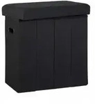 Relaxdays Faltbarer Sitzhocker, HxBxT: 49,5 x 46 x 25,5 cm, mit Stauraum, Griffe,