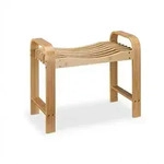 Relaxdays Badhocker, Bambus, Griffe, ergonomische Sitzfl&auml;che, HxBxT: 54 x 65 x...