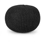 Relaxdays Pouf, gestrickt, HxD 33 x 46 cm, Polystyrol-F&uuml;llung, rundes