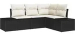 vidaXL Gartensofa-set 4 stk. Schwarz Poly-Rattan 3347037
