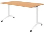b&uuml;m&ouml; Seminartisch klappbar fahrbar 140x80 cm Buche, Gestell wei&szlig; - Klapptisch