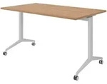 b&uuml;m&ouml; Seminartisch klappbar fahrbar 140x80 cm Nussbaum, Gestell silber -...