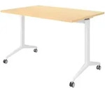 b&uuml;m&ouml; Seminartisch klappbar fahrbar 120x80 cm Ahorn, Gestell wei&szlig; - Klapptisch