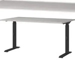 Schreibtisch h&ouml;heneinstellbar 68-91 cm | Greige/Schwarz 140x80cm | C-Fu&szlig;...