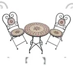DELUKE Balkonm&ouml;bel-Set ROBERT 3tlg. Mosaik - Eisen, Beige | Balkon-Set