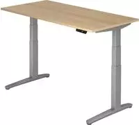 Hammerbacher Sitz-Steh-Schreibtisch elektrisch 160x80cm Eiche/silber