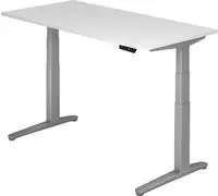 Hammerbacher Sitz-Steh-Schreibtisch elektrisch 160x80cm Wei&szlig;/silber