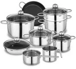 Kopf Topfset Josie aus Edelstahl, Induktion, Literskala, inkl. Glasdeckel, 14-teilig