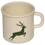 Riess Emaille Becher Tasse Topf mit B&ouml;rdel &Oslash; 8 cm, 3/8 l Hirsch Gr&uuml;n