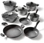 STONELINE&reg; Kochgeschirr-Set 13-teilig mit Deckeln, beschichtete T&ouml;pfe & Pfannen