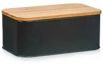 Zeller, Brotkasten m. Bamboo Deckel, Metall, matt schwarz