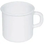 Riess Emaille Becher Tasse Topf mit B&ouml;rdel &Oslash; 8 cm, 3/8 l wei&szlig;