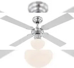 Globo Lighting CHAMPION Ventilator Chrom, 3 Stufen, rechts-links Lauf, Zugschalter,