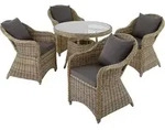 tectake Aluminium Rattan Sitzgruppe Z&uuml;rich 4+1 Natur