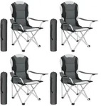 TecTake GmbH tectake Campingstuhl mit Polsterung - 4er Set grau