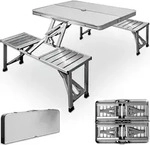 CASARIA&reg; Campingtisch Klappbar mit St&uuml;hlen Schirmst&auml;nder Alu Camping Klapptisch