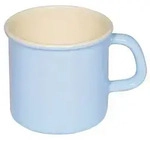 Riess Emaille Becher Tasse Topf mit B&ouml;rdel &Oslash; 9 cm, 0,5 l blau pastell
