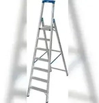 Krause Stufenstehleiter aus Aluminium, mit 2 Sicherheitsgurten, 7 Stufen