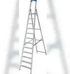 Krause Stufenstehleiter aus Aluminium, mit 2 Sicherheitsgurten, 12 Stufen
