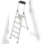 Stufenstehleiter Solido, Aluminium, extrem rutschfeste Plattform, 5 Stufen