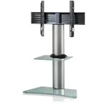 VCM Zental TV Standfu&szlig; mit Ablage bis 70 Zoll, Mattglas, silber