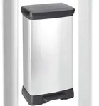 Curver Rechteckiger Tritt-M&uuml;lleimer 'Decobin' 50 Liter, VB 162005, Silber, Schwarz