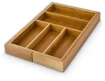 Relaxdays Besteckkasten verstellbar, HxBxT: 5x48x46cm, Schubladeneinsatz aus Bambus,
