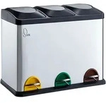 SVITA TC3X15 K&uuml;cheneimer 45L M&uuml;lleimer Trennsystem Treteimer Abfalleimer Silber