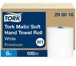 Tork Matic Soft Papierhandt&uuml;cher Wei&szlig; mit blauem Bl&auml;tterdesign H1, Premium, hohe