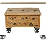 SIT M&ouml;bel Couchtischtruhe auf Rollen | 5 Schubladen, 1 Klappe | Mangoholz natur | B