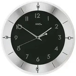 AMS F5849 Funkwanduhr mit facettiertem Mineralglas und geschliffenem Aluminium